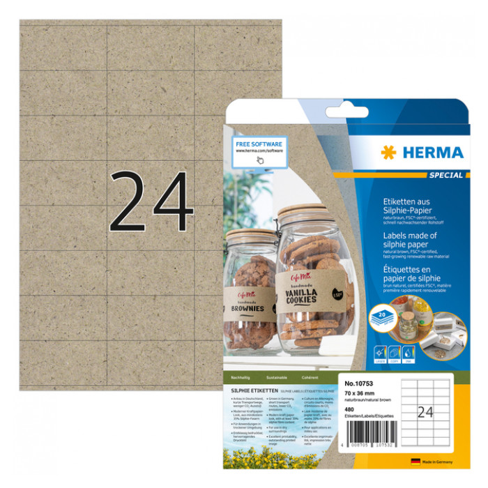 Etiket HERMA 10753 70x36mm silphie bruin 480 stuks