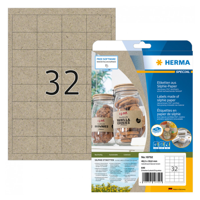 Etiket HERMA 10752 48.3x33.8mm silphie bruin 640 stuks