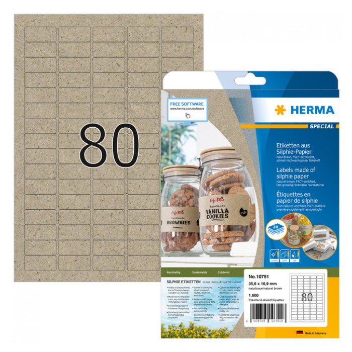 Etiket HERMA 10751 35.6x16.9mm silphie bruin 1600 stuks