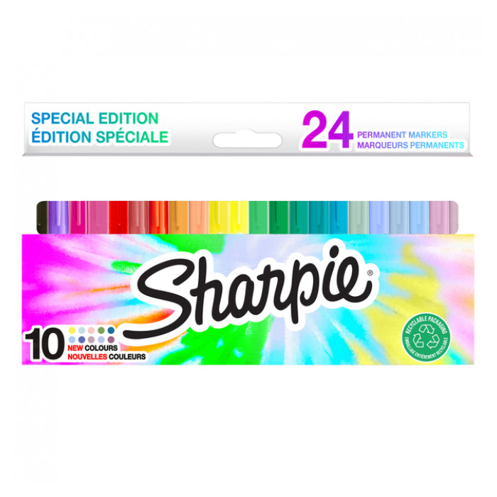 Viltstift Sharpie rond incl 10 nieuwe kleuren fijn assorti blister à 24 stuks