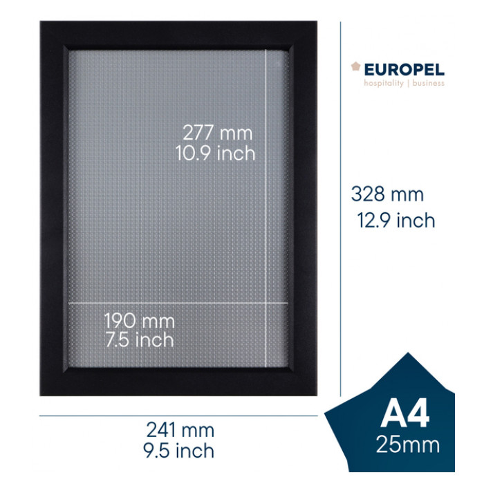 Kliklijst Europel A4 25mm mat zwart
