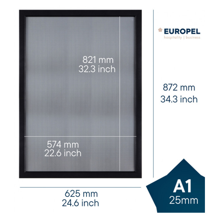 Kliklijst Europel A1 25mm mat zwart