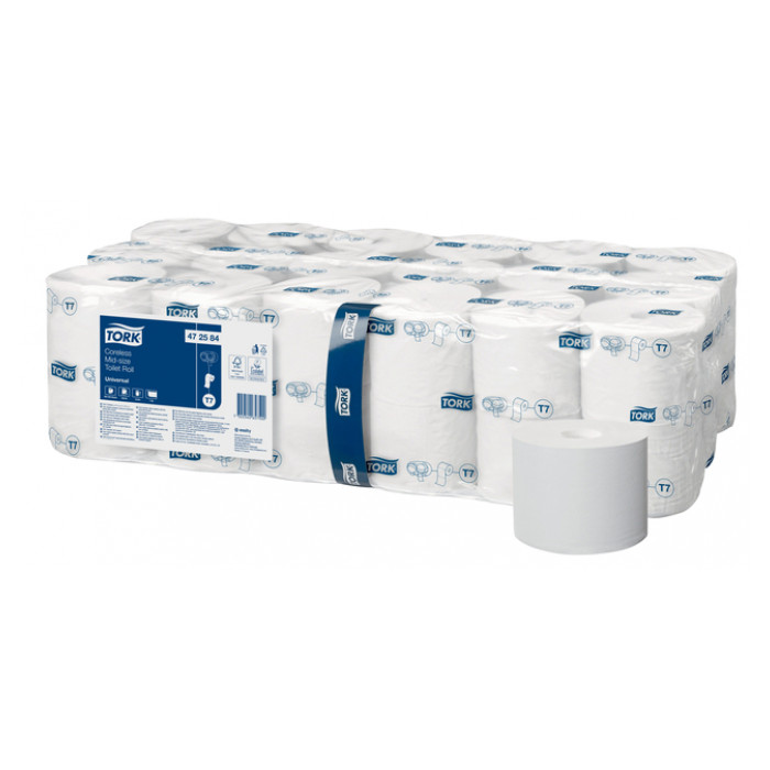 Toiletpapier Tork T7 hulsloos Universal mid-size 1-laags 1300vel wit 472584