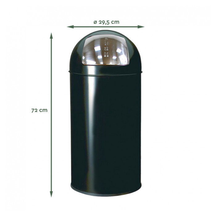 Afvalbak BRASQ Push Bin rond 40 liter zwart