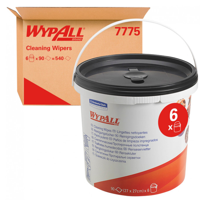 Reinigingsdoek WypAll geïmpregneerd 27x27cm 90vel per emmer groen 7775