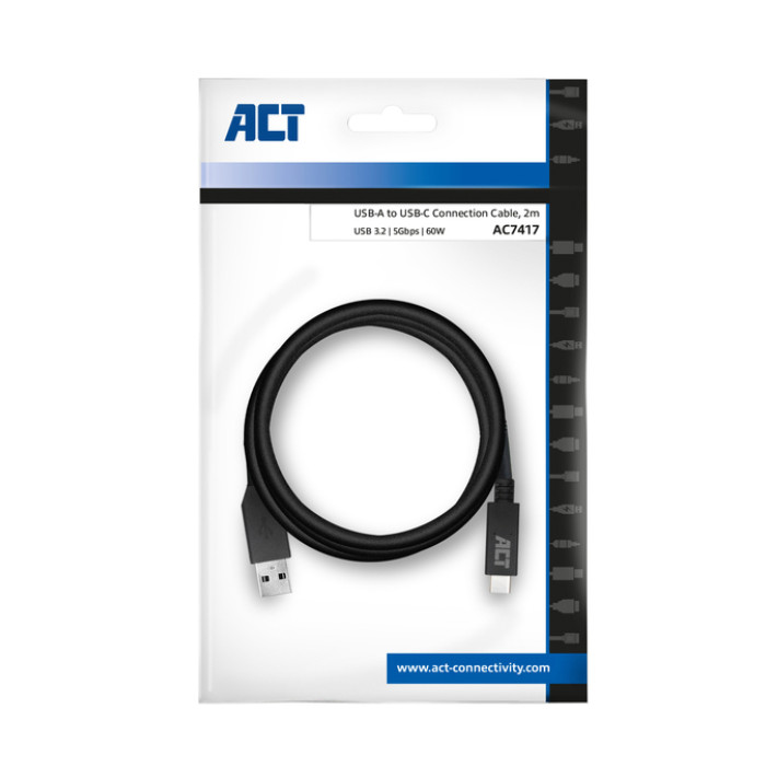 Kabel ACT USB A 3.2 naar USB-C 2 meter