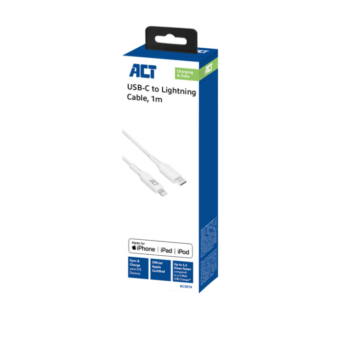 Kabel ACT USB-C naar Lightning laad -en data 1 meter