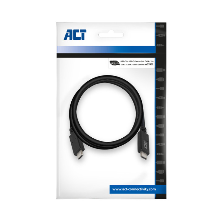 Kabel ACT USB 3.2 USB-C USB-IF gecertificeerd 2 meter
