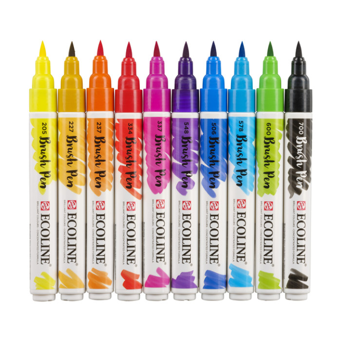 Brushpen Talens Ecoline set á 10 stuks assorti