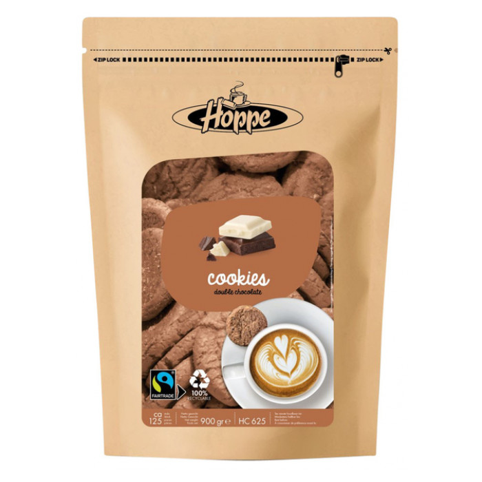Koekjes Hoppe Cookies fairtrade double chocolate circa 125stuks