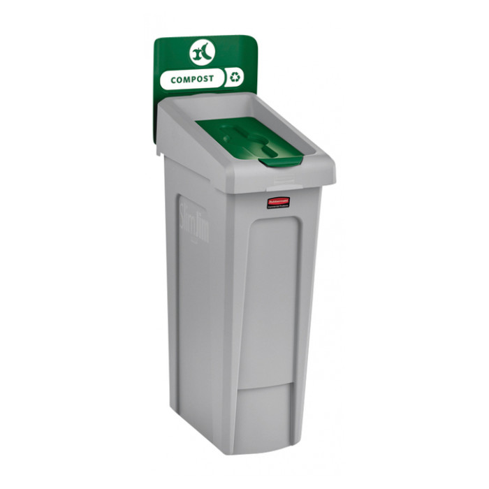 Deksel Rubbermaid Slim Jim Recyclestation gesloten groen