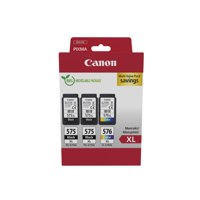 Inktcartridge Canon PG-575XL + CL-576XL 2x zw+kleur