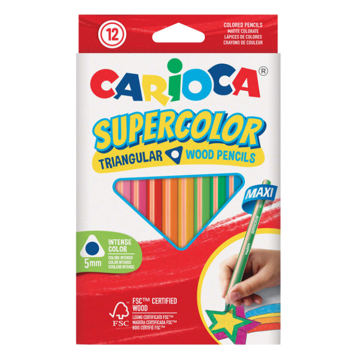 Kleurpotlood Carioca Supercolor Triangular set à 12 kleuren