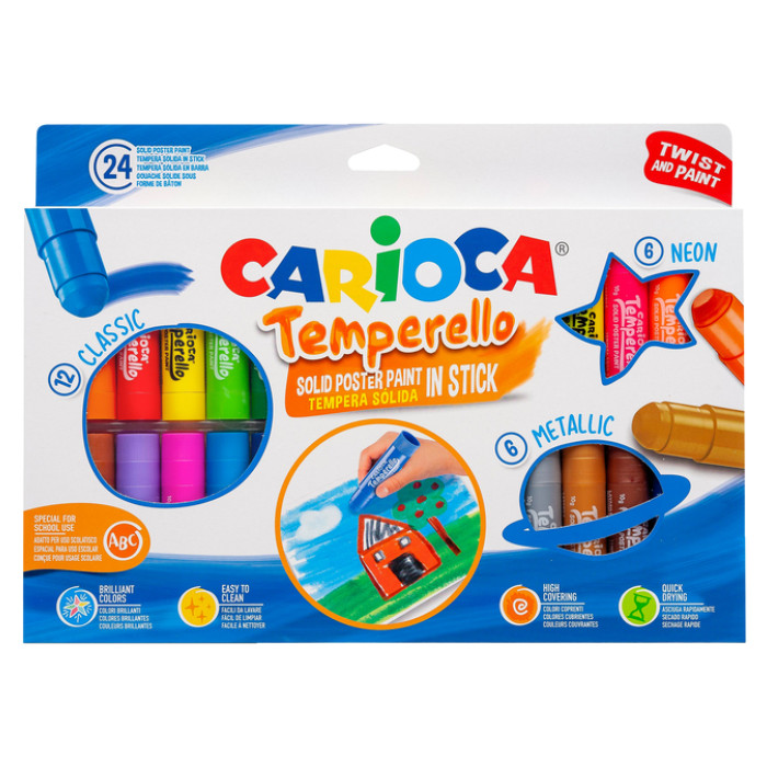 Verfstift Carioca Temperello set à 24 kleuren