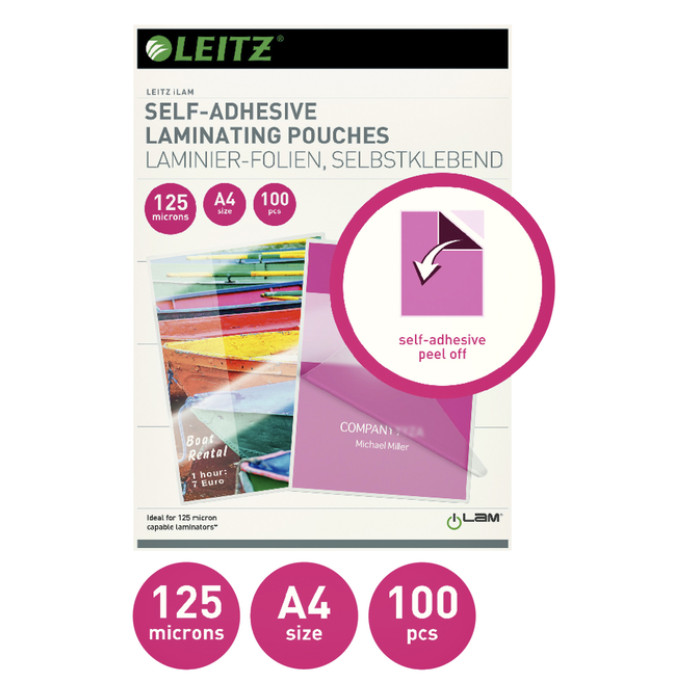 Lamineerhoes Leitz iLAM A4 zelfklevend 2x125micron EVA 100 stuks