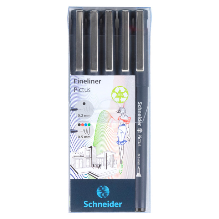 Fineliner Schneider Pictus assorti etui à 5 stuks