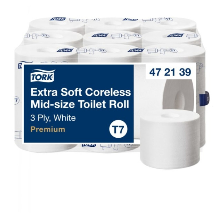Toiletpapier Tork Mid-size T7 premium 3-laags 550vel wit 472139