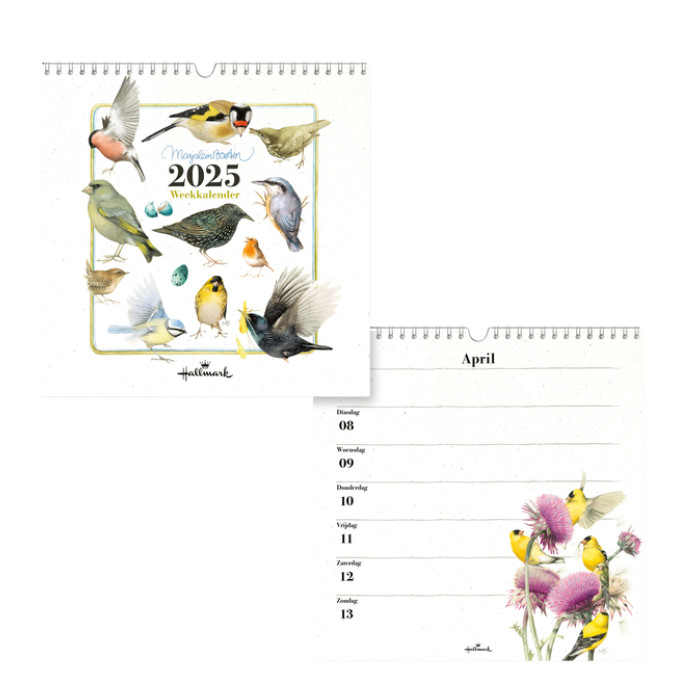 Weekkalender 2025 Hallmark Marjolein Bastin 210x210mm vogels