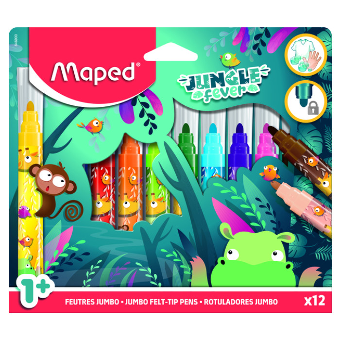 Viltstift Maped Jungle Fever Jumbo set à 12 kleuren