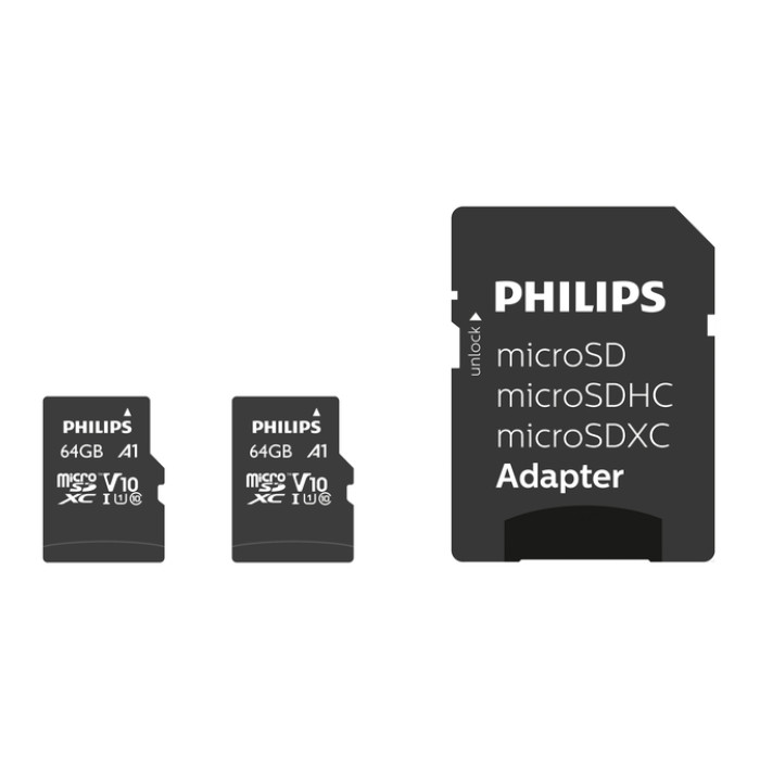 Geheugenkaart Philips micro SDXC Class 10 UHS-I U1 64GB 2 stuks