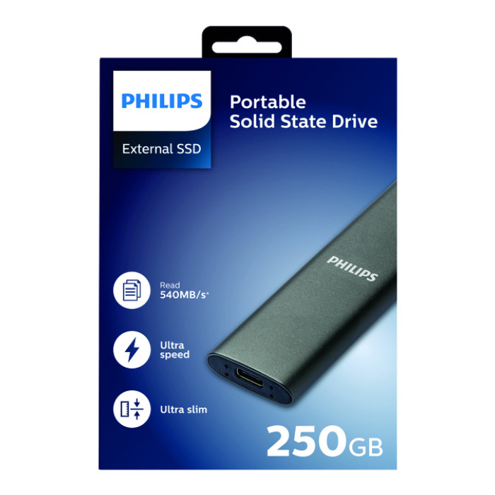 SSD Philips externe 250GB USB-C Grijs