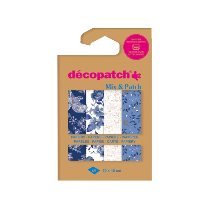 Hobbypapier Décopatch 30x40cm set à 4 vel thema Shades of Blue