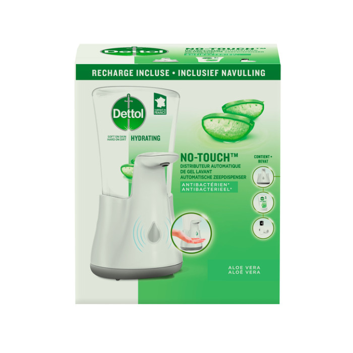 Handzeepdispenser Dettol Hydrating No Touch Kit met zeep 250ml