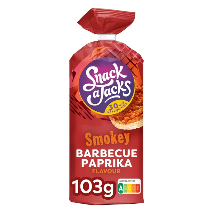 Rijstwafel Snack-a-Jacks BBQ paprika pak 103 gram
