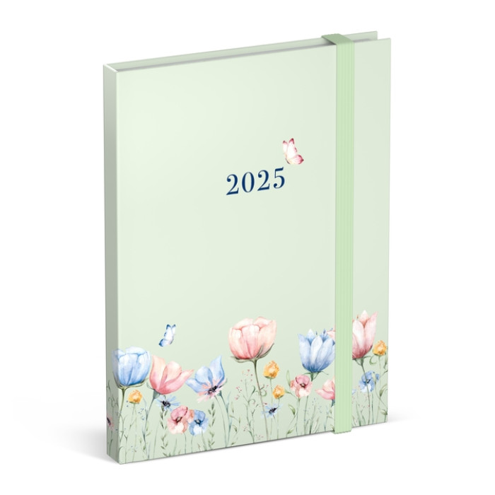 Agenda 2025 Lannoo Flowers watercolour green 7dagen/2pagina's