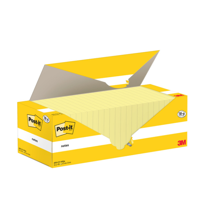 Memoblok 3M Post-it 655-CY 76x127mm geel voordeelpak