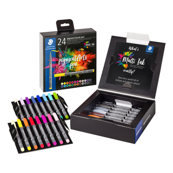 Brushpen Staedtler PigmentArts set à 24 kleuren