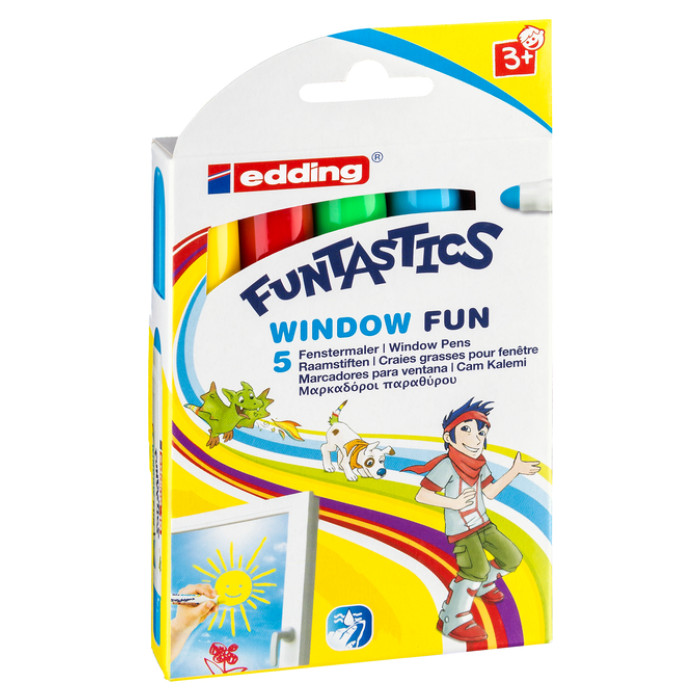 Krijtstift edding 16-5 Funtastics window fun assorti doos à 5 stuks