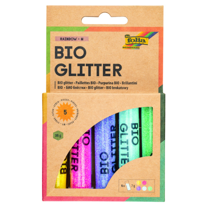 Glitterpoeder Bio Folia Rainbow 7gr 5 kleuren