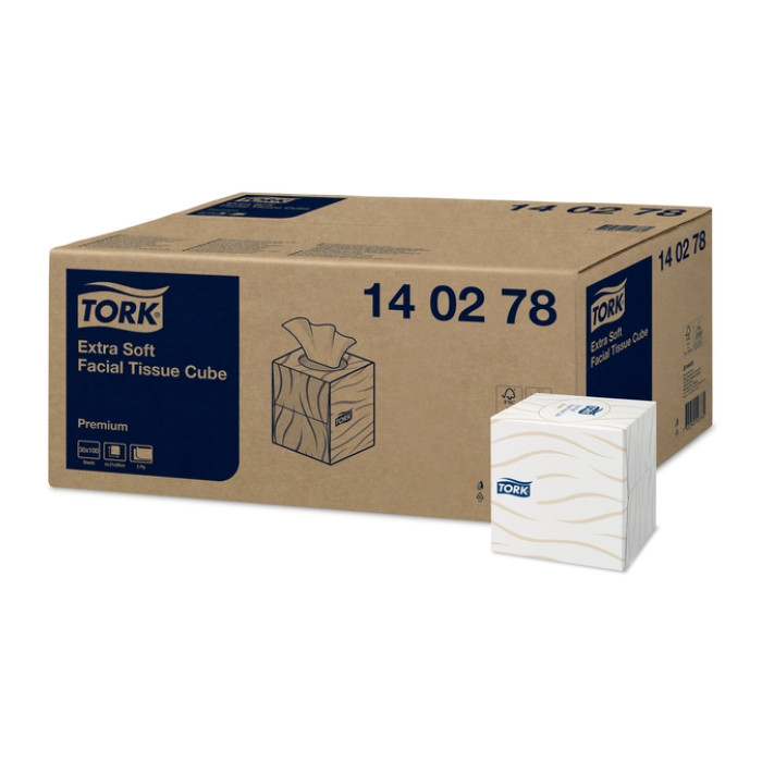 Facial tissues Tork extra zacht premium 2-laags 100vel kubus wit 140278