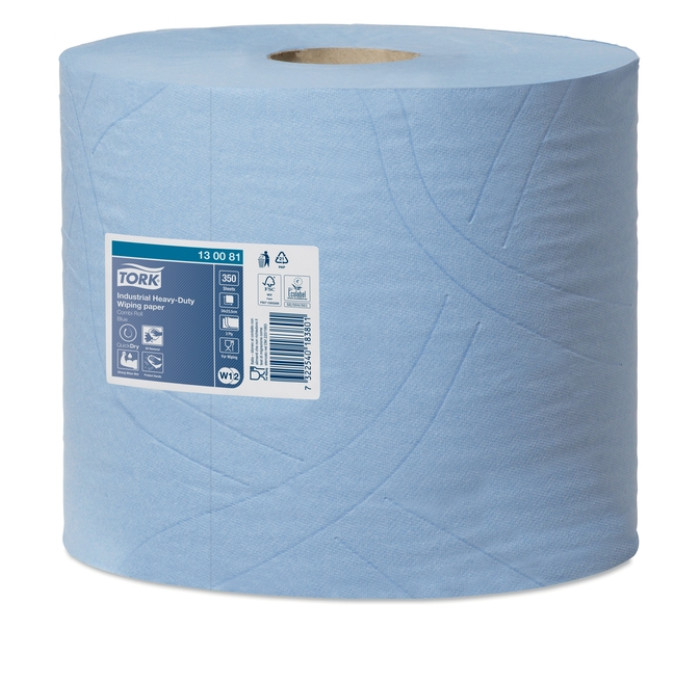 Poetspapier Tork Wiping Heavy-Duty Combi W1/2 3-laags 119m blauw 130081