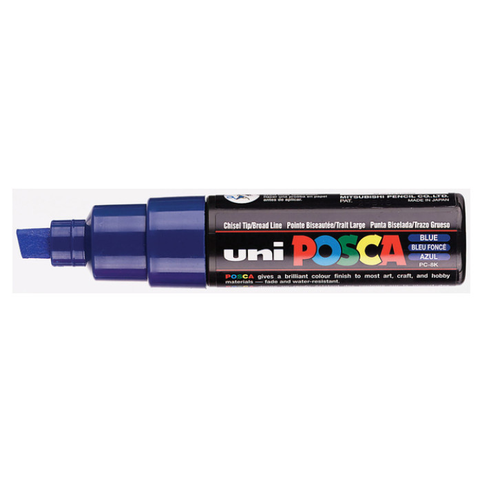 Verfstift Posca PC8K breed schuin donkerblauw