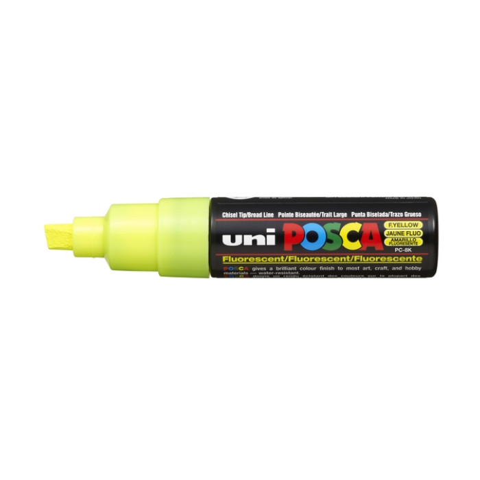 Verfstift Posca PC8K breed schuin fluor geel