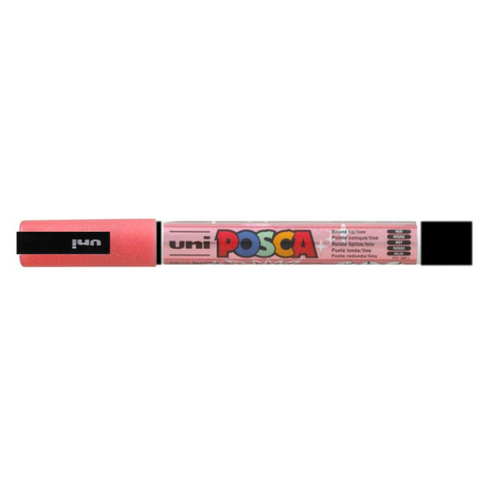 Verfstift Posca PC3M fijn glitter rood