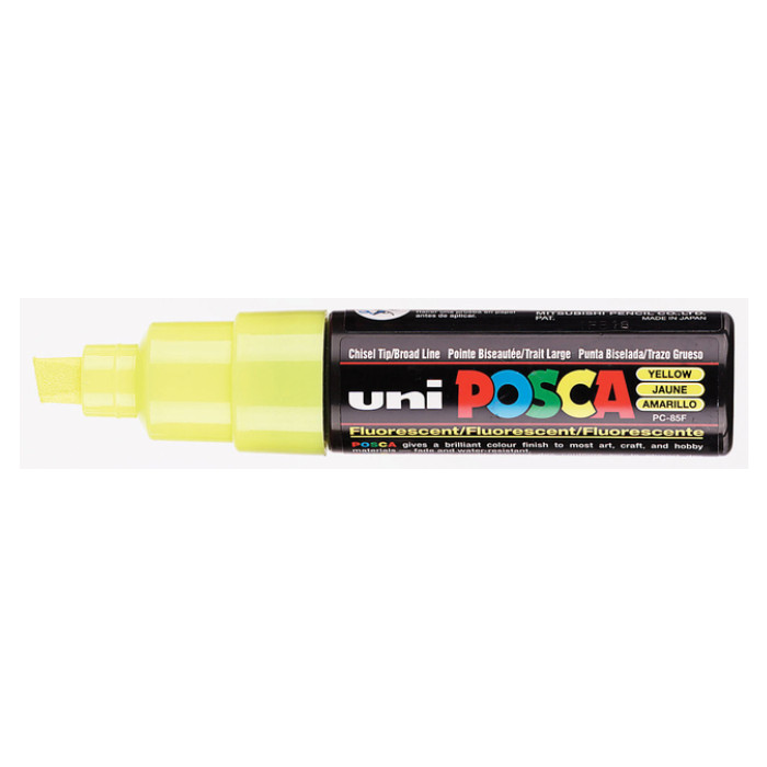 Verfstift Posca PC8K breed schuin geel