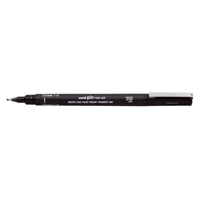 Fineliner Uni-ball Pin beitelpunt 1mm zwart