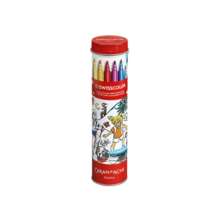 Viltstift Caran d'ache Swisscolor met poster koker à 10 kleuren