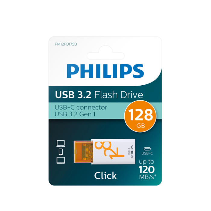 USB Stick Philips Click USB-C 128GB Sunrise Orange