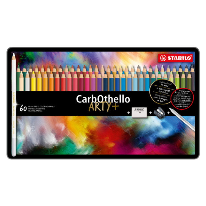 Kleurpotloden STABILO CarbOthello kalkpastel assorti blik à 60 stuks