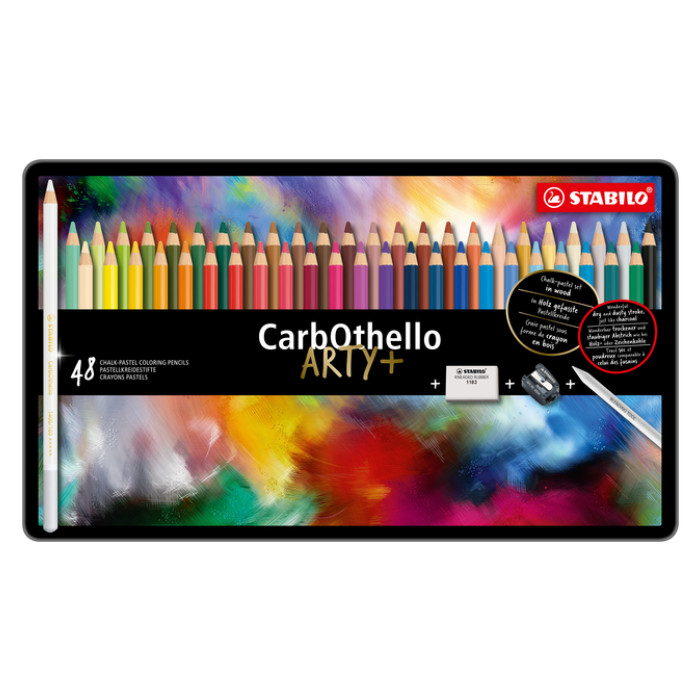 Kleurpotloden STABILO CarbOthello kalkpastel assorti blik à 48 stuks