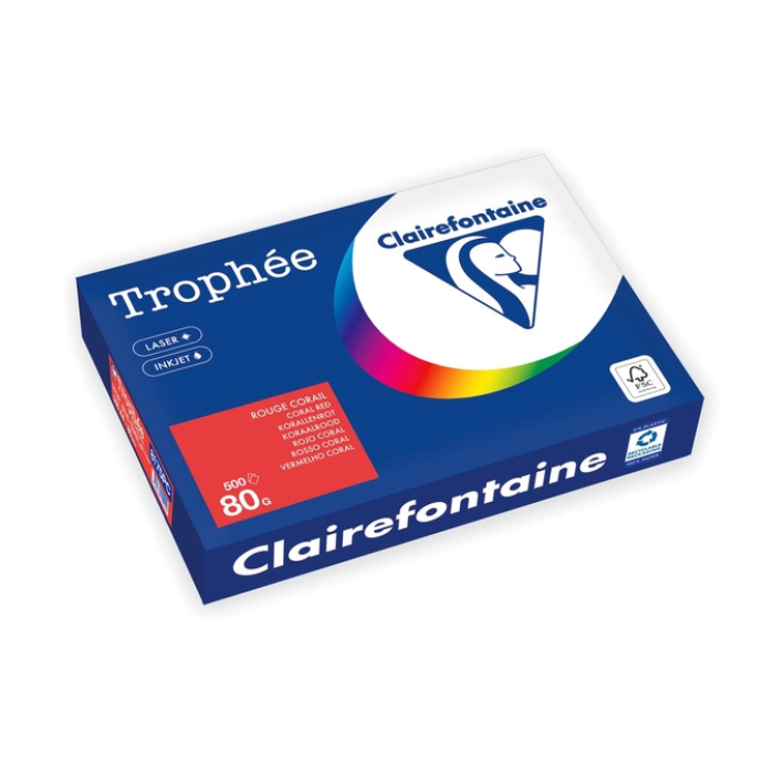 Kopieerpapier Trophée A4 80gr koraalrood 500vel