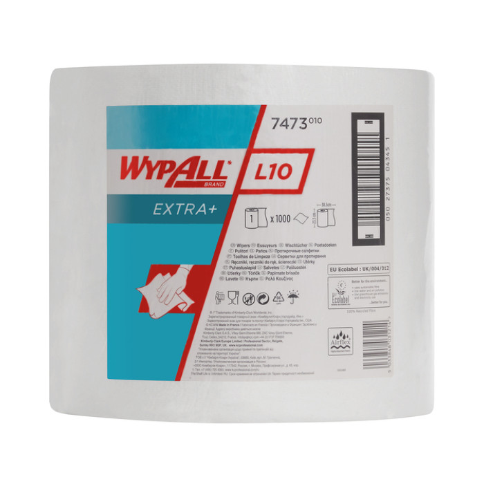 Poetsrol WypAll L10 EXTRA 1-laags 23,5cmx380m 1000 vel wit 7473