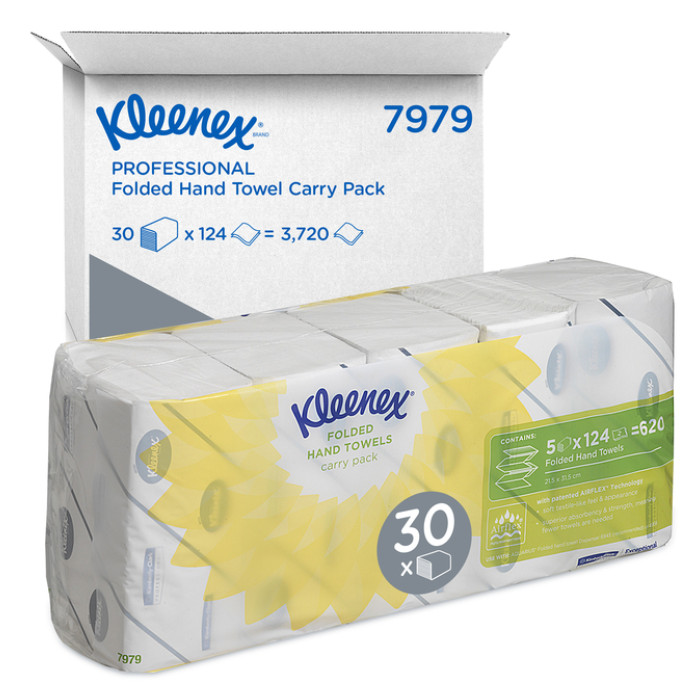 Handdoek Kleenex Ultra i-vouw 2-laags 21,5x31,5cm 5x124stuks 7979