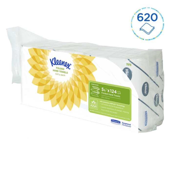 Handdoek Kleenex Ultra i-vouw 2-laags 21,5x31,5cm 5x124stuks 7979