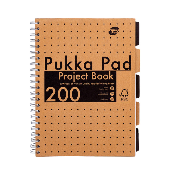 Projectboek Pukka Pad Kraft A4 lijn 5-tabs 200 pagina's 80gr