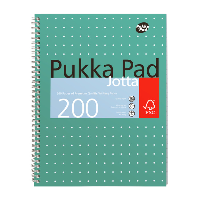 Collegeblok Pukka Pad Jotta A4 lijn 4-gaats 200 pagina's 80gr groen